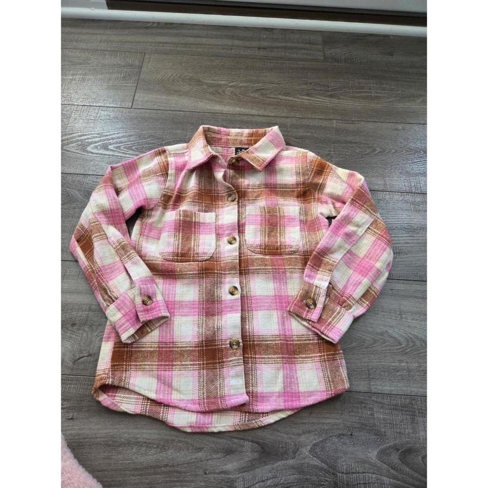 Boutique girls botton down‎ flannel top size 7/8